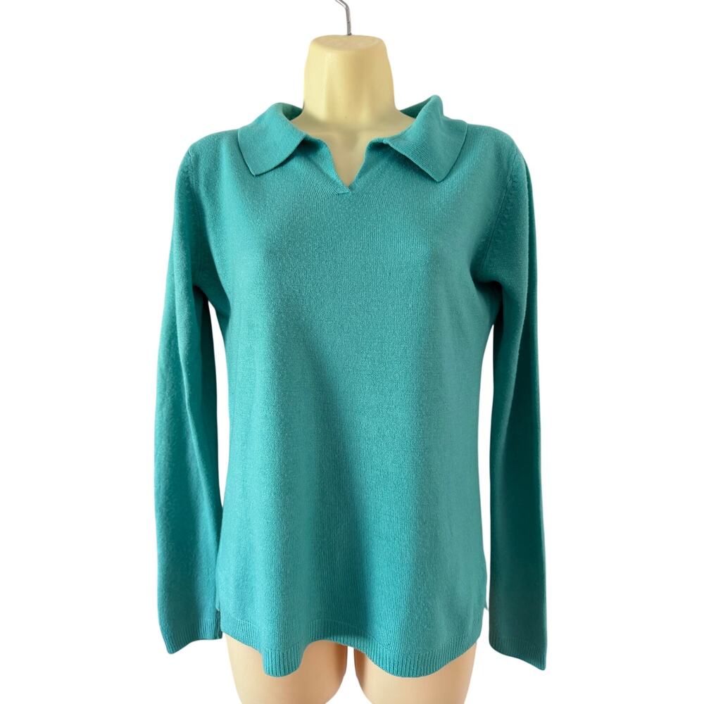 Sherry Taylor Vintage Pullover Sweater Size Small Split V-Neck Collared